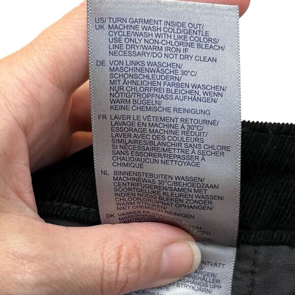 NYDJ High Waisted Corduroy Maxi Skirt Size 12 Black Straight Fit Front Slit - Picture 10 of 12